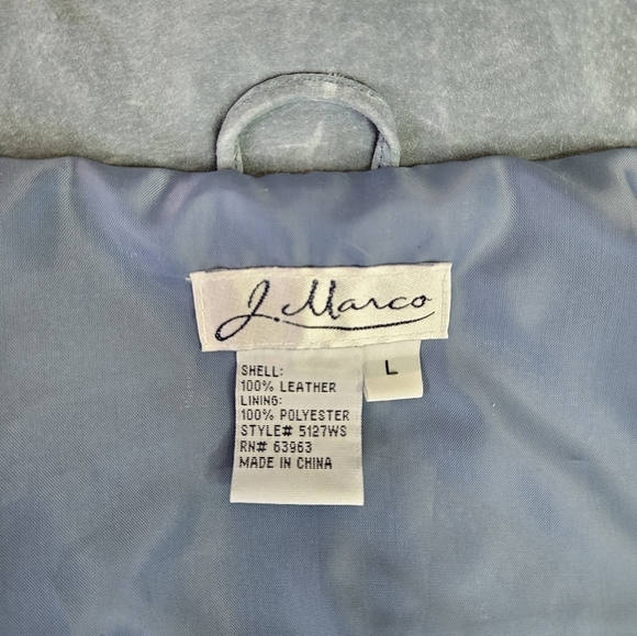 Vintage J Marco Tailored Suede Jacket in Cool Blue Size Large - Picture 7 of 12